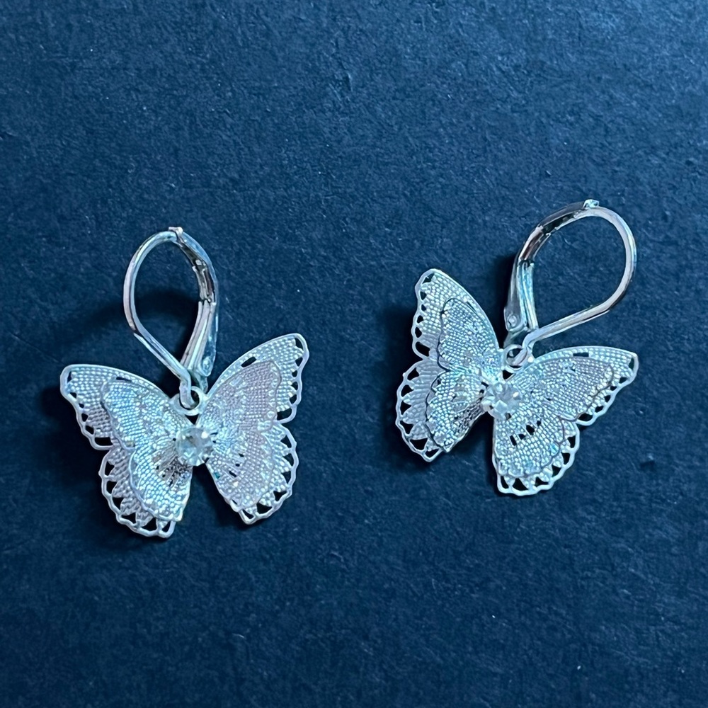 Silver butterfly earrings